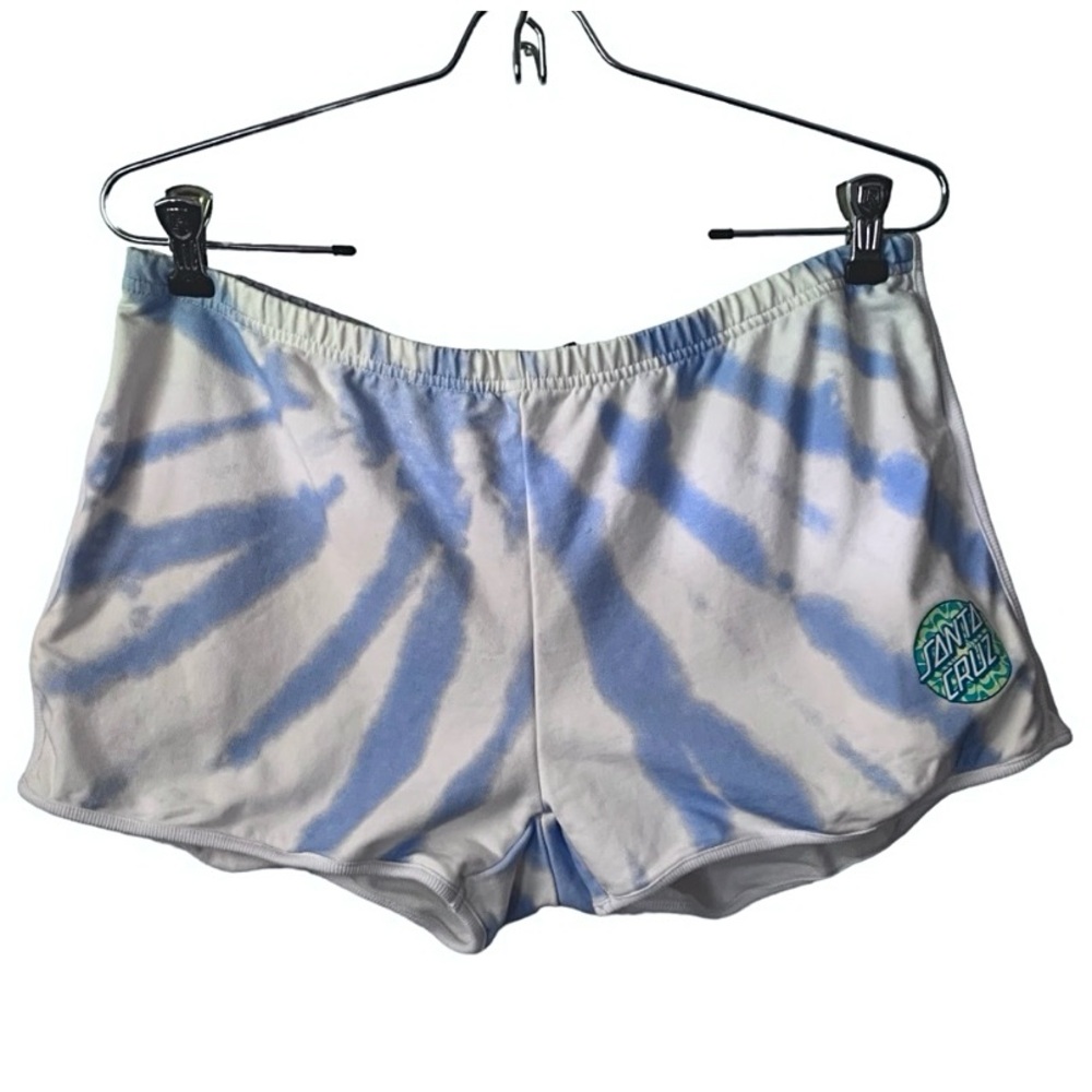 Santa Cruz Skate White and Blue Tie Dye Cotton Lounge Athleisure Shorts Large